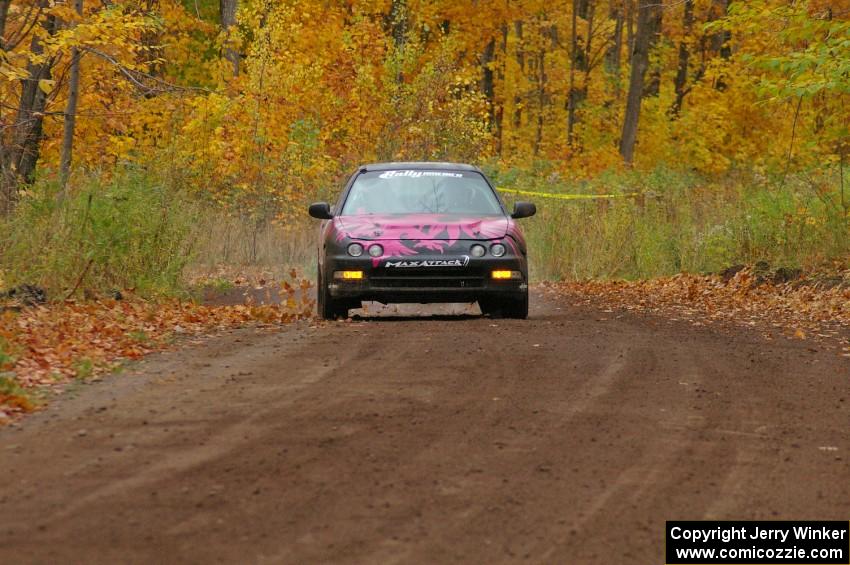 The Matt Johnston / Luke Wilcox Acura Integra limps to the end of SS2, Beacon Hill, with a blown engine.