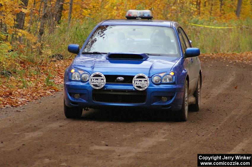 Tim Maskus works as med sweep for SS2, Beacon Hill, in his Subaru WRX.