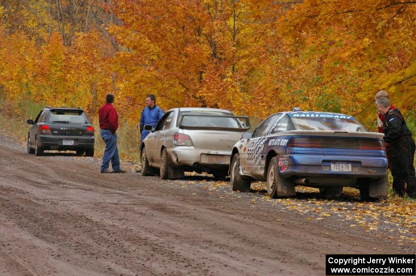 The Matt Huuki / Tom Immonen Eagle Talon and Piotr Wiktorczyk / Alan Dolan Subaru WRX STi were both DNF's at the end of SS2.