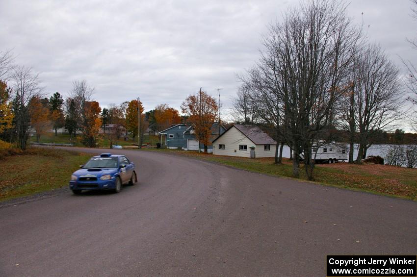 Slawomir Balda / Janusz Topor transit through a small town in the U.P. on their way to Kenton in their Subaru WRX.