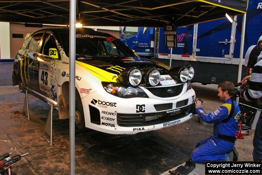 The Ken Block / Alex Gelsomino Subaru WRX STi gets serviced in Kenton.