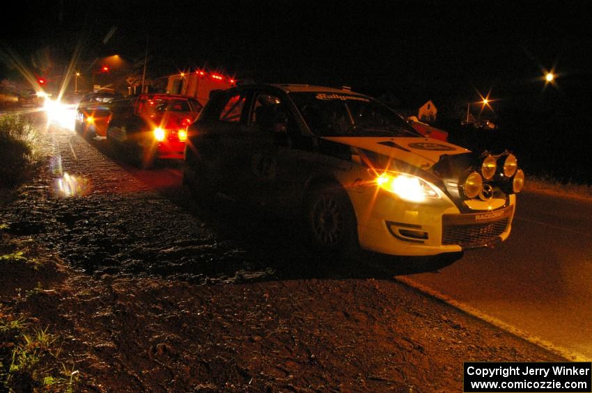 Eric Burmeister / Dave Shindle prepare to leave the second Kenton service in their Mazda Speed 3.