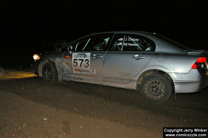 The Justin Chiodo / Mike Neisen Honda Civic goes through a 90-right on SS7.