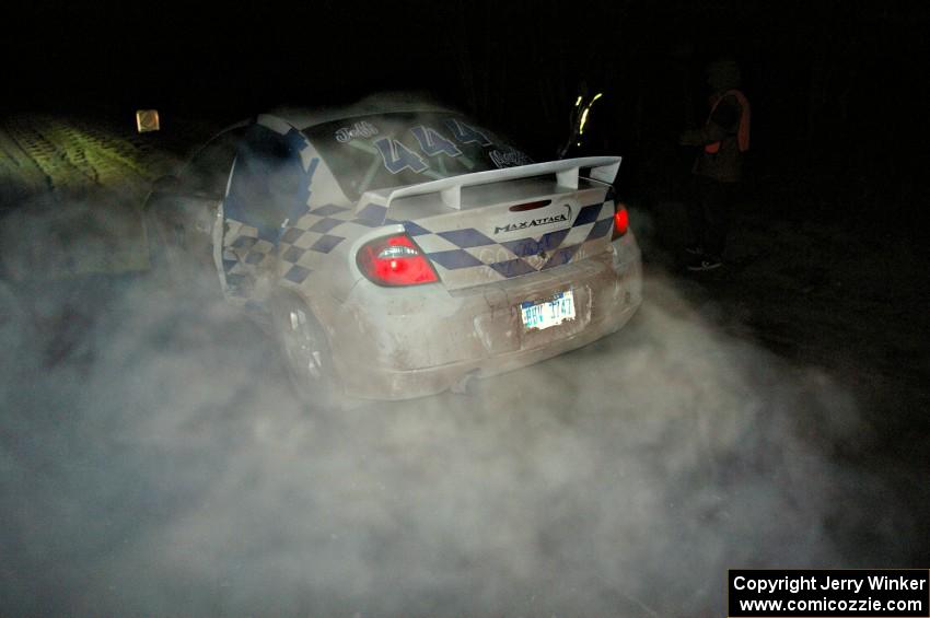 Zach Babcock / Jeff Miller launch away from the start of SS9, Menge Creek, in their Dodge SRT-4.