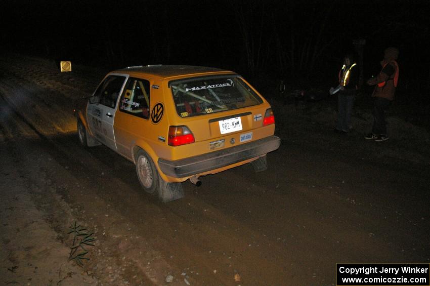 Chad Eixenberger / Jay Luikart blast away from the start of SS9, Menge Creek, in their VW Golf.