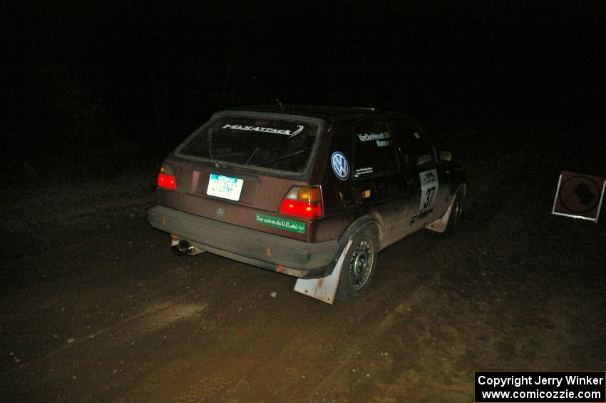 Billy Mann / Josh VanDenHeuvel hit the accelerator at the start of SS9, Menge Creek, in their VW GTI.