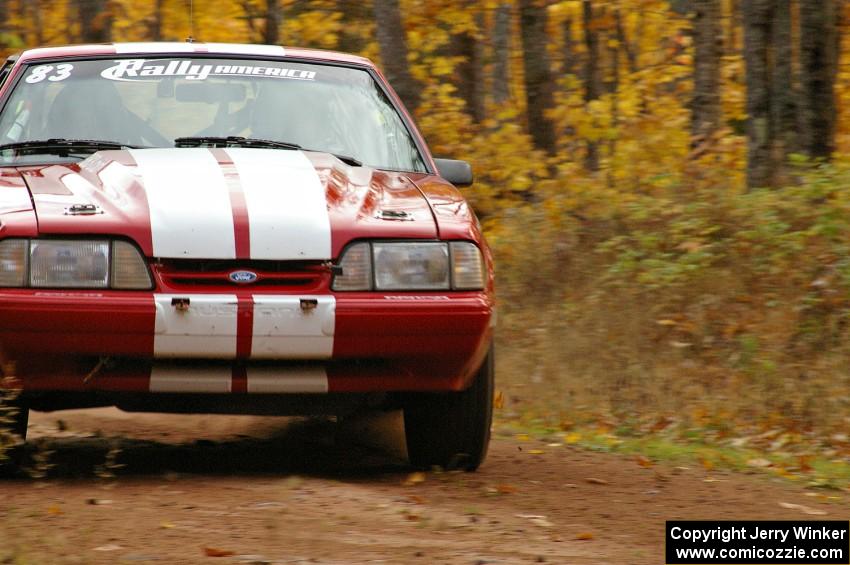 Mark Utecht / Rob Bohn drift their Ford Mustang through a small sweeper on SS10 near the finish of SS10, Gratiot Lake 1.