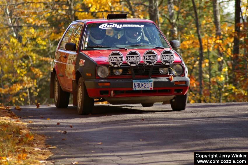 John Kimmes / Paul Peters take it easy at the midpoint jump on Briockway 1, SS13, in their VW GTI.