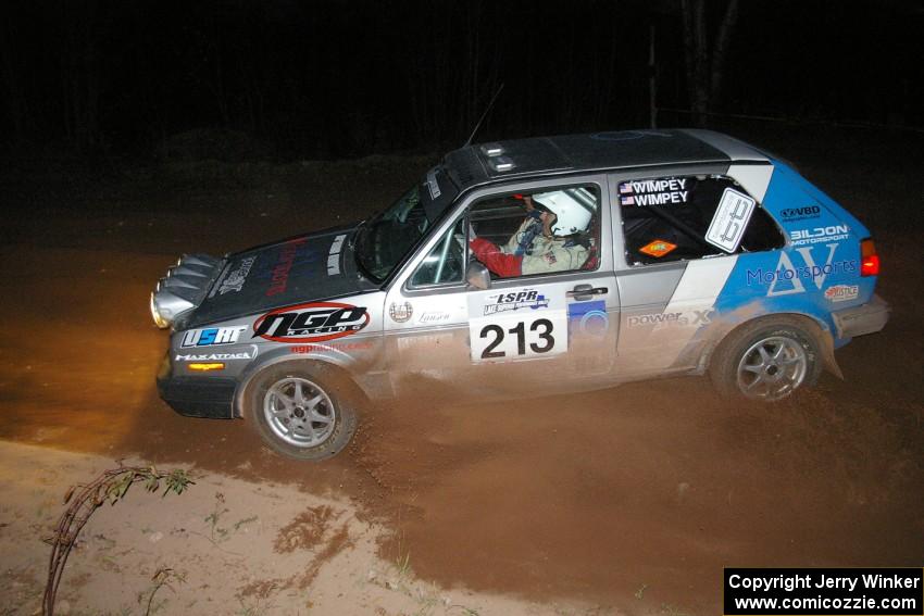 Josh Wimpey / Jeremy Wimpey drift nicely at the spectator point on SS17, Gratiot Lake 2, in their VW GTI.