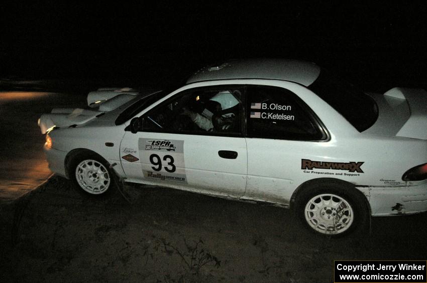 Bob Olson / Conrad Ketelsen drift their Subaru 2.5 RS through the spectator coner on SS17, Gratiot Lake 2.