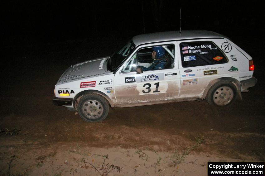 Michel Hoche-Mong / Jimmy Brandt drift past the spectator location on SS17, Gratiot Lake 2, in their VW GTI.