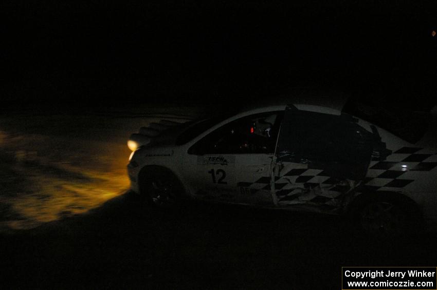 Zach Babcock / Jeff Miller at dusk near the end of SS17, Gratiot Lake 2, in their Dodge SRT-4.