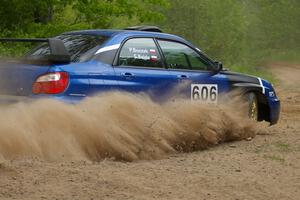 Slawomir Balda / Piotr Boczek power their Subaru WRX through a hard left on SS1.