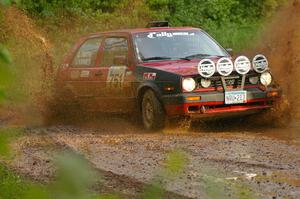 John Kimmes / Greg Smith hit a huge puddle on SS5 square in their VW GTI.