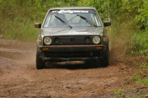 Dave Cizmas / Matt Himes drift their VW GTI through a sloppy sweeper on SS6.