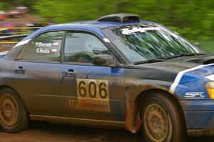 Slawomir Balda / Piotr Boczek slide their Subaru WRX past the spectator point on SS6.