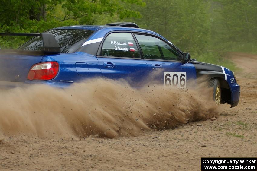 Slawomir Balda / Piotr Boczek power their Subaru WRX through a hard left on SS1.