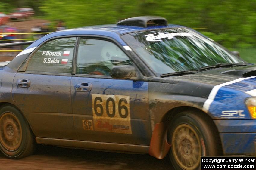 Slawomir Balda / Piotr Boczek slide their Subaru WRX past the spectator point on SS6.