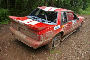 The Mark Utecht / Rob Bohn Ford Mustang was totalled after a heavy roll and flip on SS2.