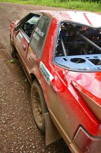 Damage to the left-hand side of the Mark Utecht / Rob Bohn Ford Mustang was minimal after the roll.