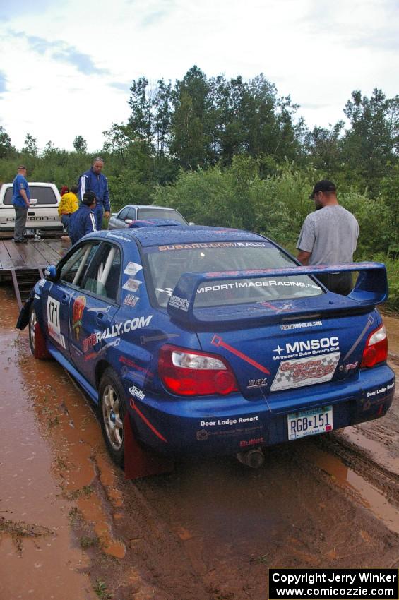 The Carl Siegler / David Goodman Subaru WRX STi had no damage at all to the wing after the roll.