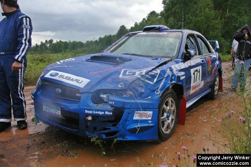 The majority of the damage to the Carl Siegler / David Goodman Subaru WRX STi was to the front.