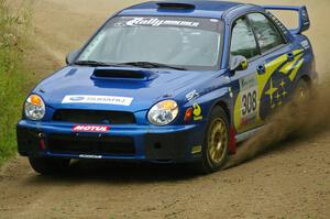 Janusz Topor / Michal Kaminski make another pass on the practice stage in their Subaru WRX STi.