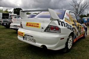 Mitsubishi Lancer Evo 9's of Andi Mancin / Maciej Wislawski and Arkadiusz Gruszka / Lukasz Wronski at parc expose.