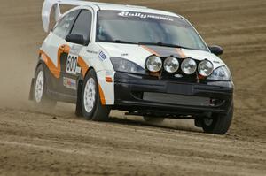 Dillon Van Way / Josh Knott blast their Ford Focus along the high bank on SS1.