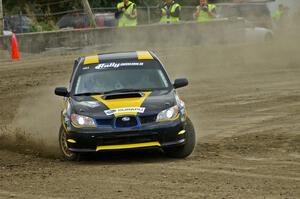 Roman Pakos / Maciej Sawicki drift their Subaru WRX STi on SS1.