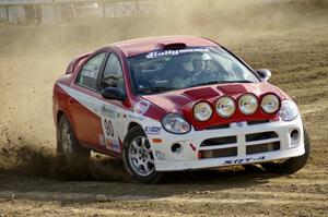 Lauchlin O'Sullivan / Karen Wagner bring their Dodge SRT-4 around a hairpin on SS1.