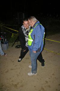 Announcer Will Mattox and stage captain Beryl Ann Burton at the spectator location for stages 4 and 7.