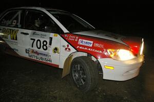 Jan Zedril / Jody Zedril take the downhill hairpin on SS7 in their Mitsubishi Lancer ES.