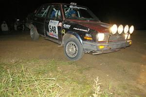 Matt Bushore / Kim DeMotte nail the apex of the downhill hairpin perfectly on SS7 in their VW Jetta.