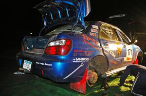 Carl Siegler / David Goodman Subaru WRX STi gets repairs at 1:30AM in the hotel parking lot.(2)