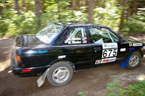 Ben Hanka / Greg Hanka blast out of a 90 right on SS8 in their Nissan Sentra SE-R.