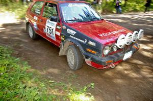 John Kimmes / Greg Smith in their VW GTI take a right hander on SS8.