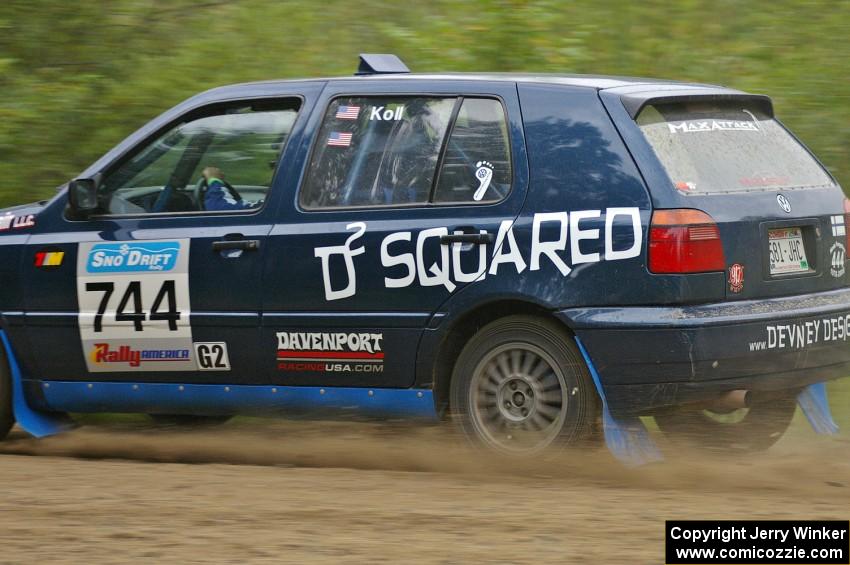 Paul Koll / Heath Nunnemacher blast down the practice stage in their VW Golf.