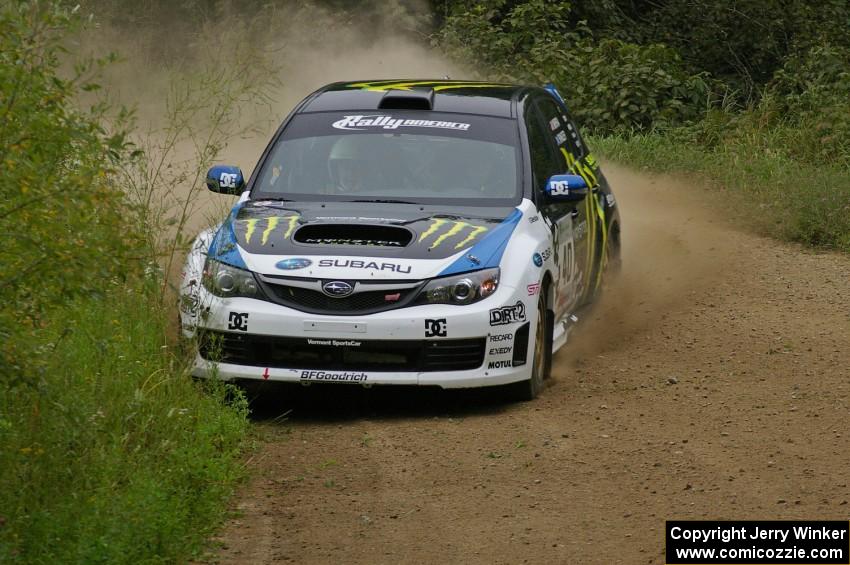 Dave Mirra / Derek Ringer do a beautiful apex on the practice stage in their Subaru WRX STi.