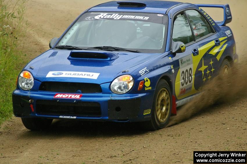 Janusz Topor / Michal Kaminski make another pass on the practice stage in their Subaru WRX STi.