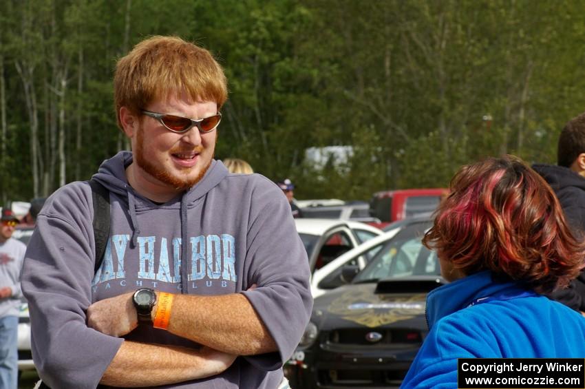 Navigator Ben Slocum chats with Margarite Parker at Parc Expose.