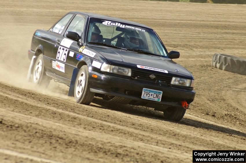 Ben Hanka / Greg Hanka on the high bank on SS1 in their Nissan Sentra SE-R.