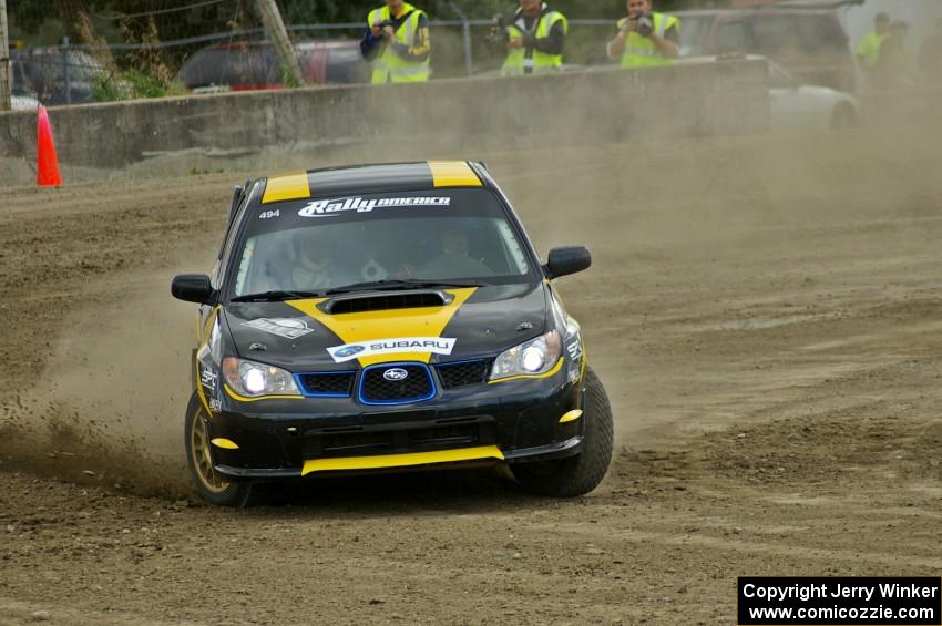 Roman Pakos / Maciej Sawicki drift their Subaru WRX STi on SS1.