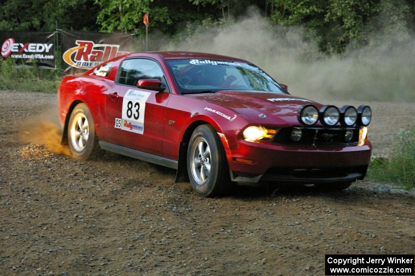 Mark Utecht / Rob Bohn fling their Ford Mustang through the spectator hairpin on SS4.