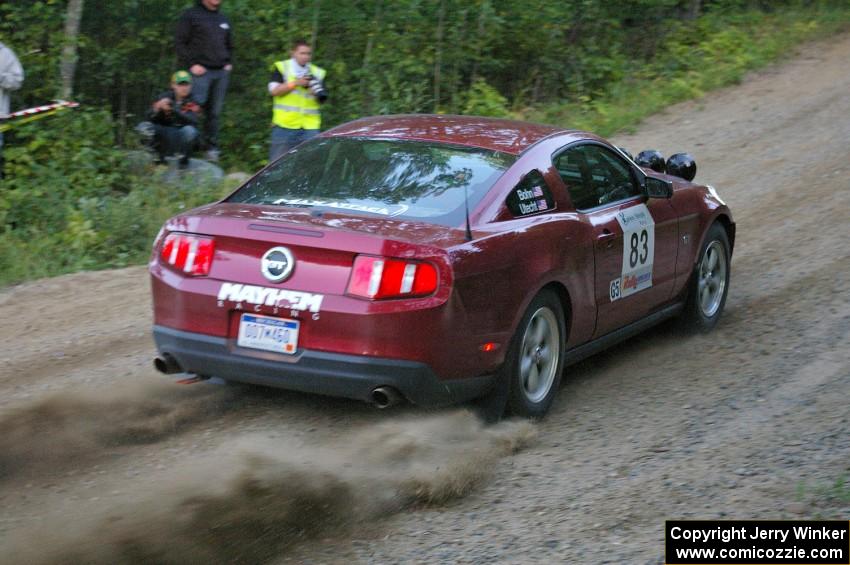 Mark Utecht / Rob Bohn in their Ford Mustang blast uphill after the spectator hairpin on SS4.