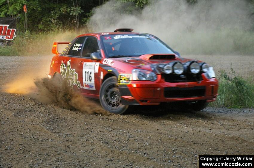 Nate Conley / Adam Kneipp perfectly nail the spectator hairpin in their Subaru WRX STi on SS4.