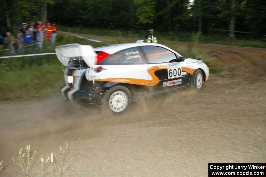 Dillon Van Way / Josh Knott drive their Ford Focus uphill at the spectator hairpin on SS4.