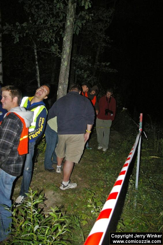 Norm Johnson marshals the crowd at the SS4 spectator point.