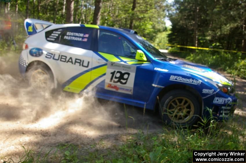 Travis Pastrana / Christian Edstrom in their Subaru WRX STi were fast through a right-hander on SS8.