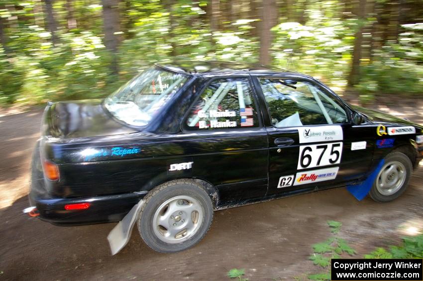 Ben Hanka / Greg Hanka blast out of a 90 right on SS8 in their Nissan Sentra SE-R.